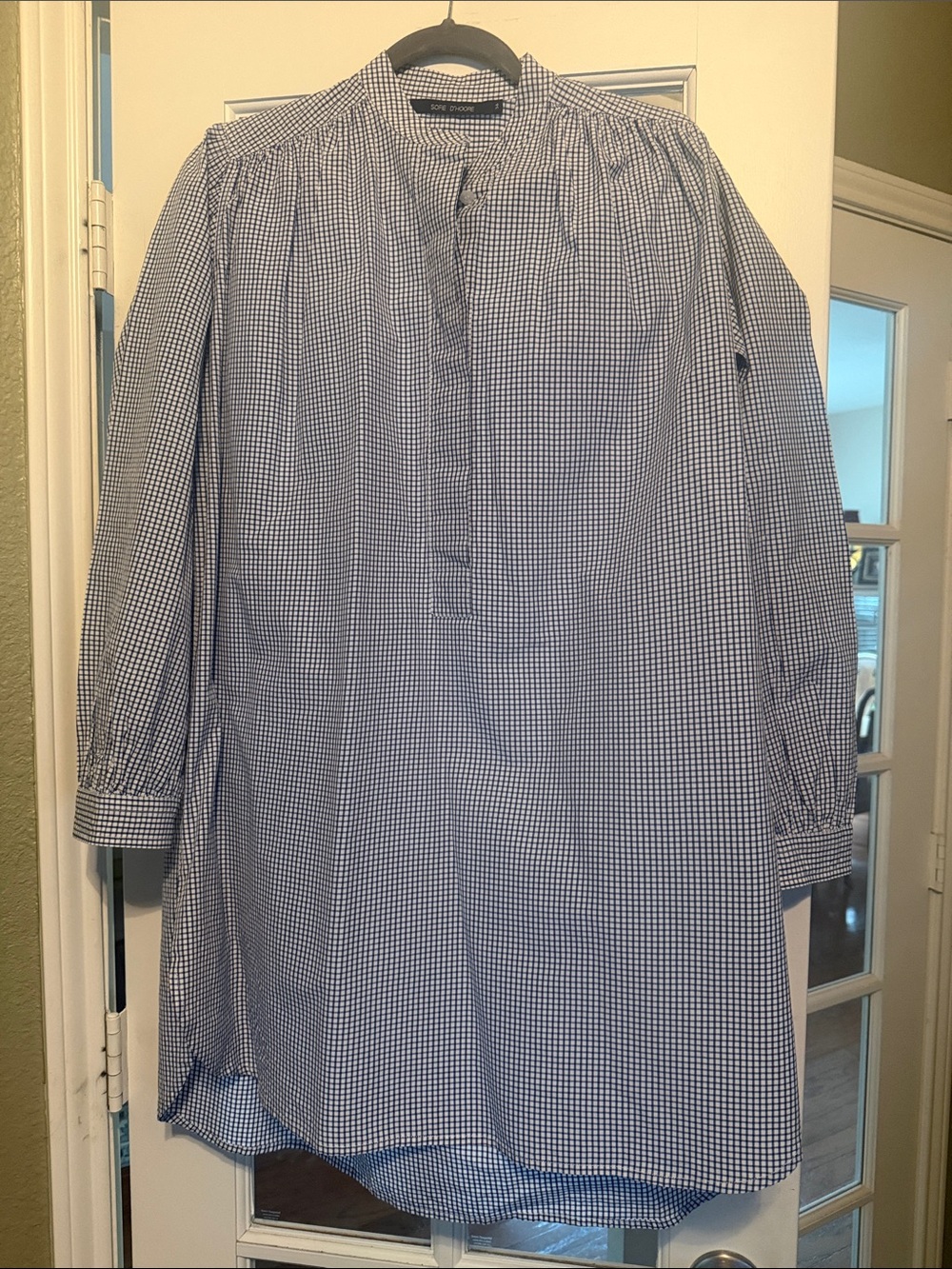 Sofie D'Hoore Blue and White Gingham Tunic Top